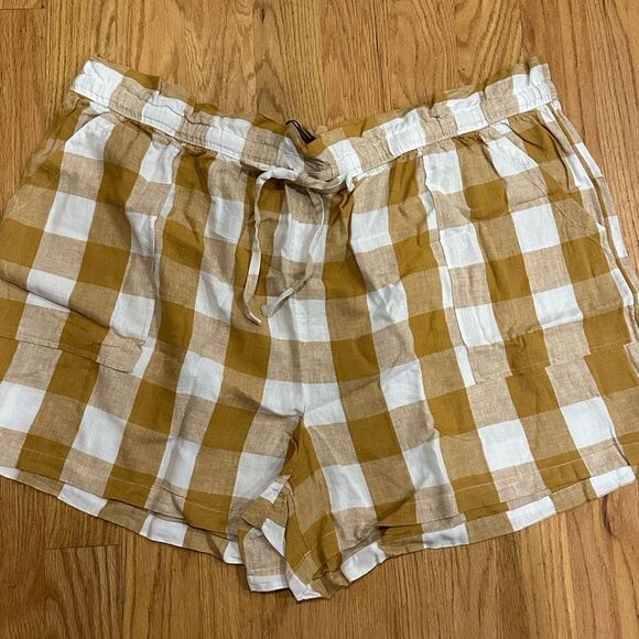 Who What Wear 2X 4X checkered paper bag style baggy drawstring shorts - Picture 2 of 3